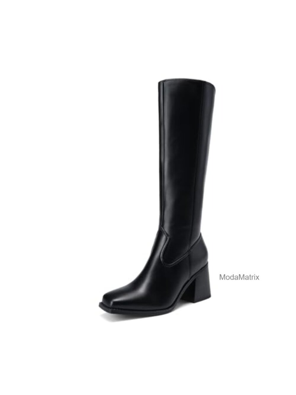 Women's Knee High Block Heel Tall Boots Square Toe Faux Leather